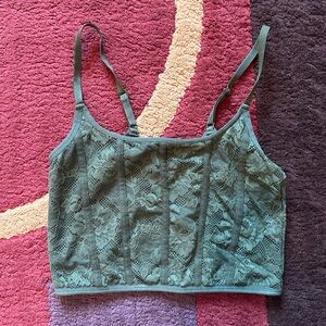 Colsie Green Lace Corset Inspired Top Going Out